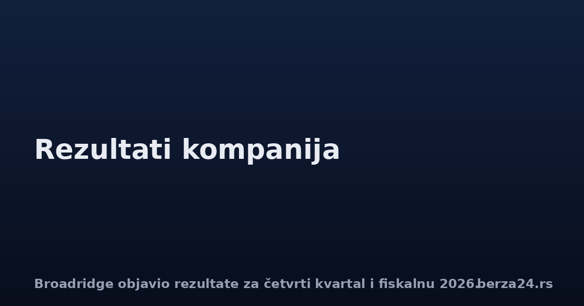 Broadridge objavio rezultate za četvrti kvartal i fiskalnu 2026.