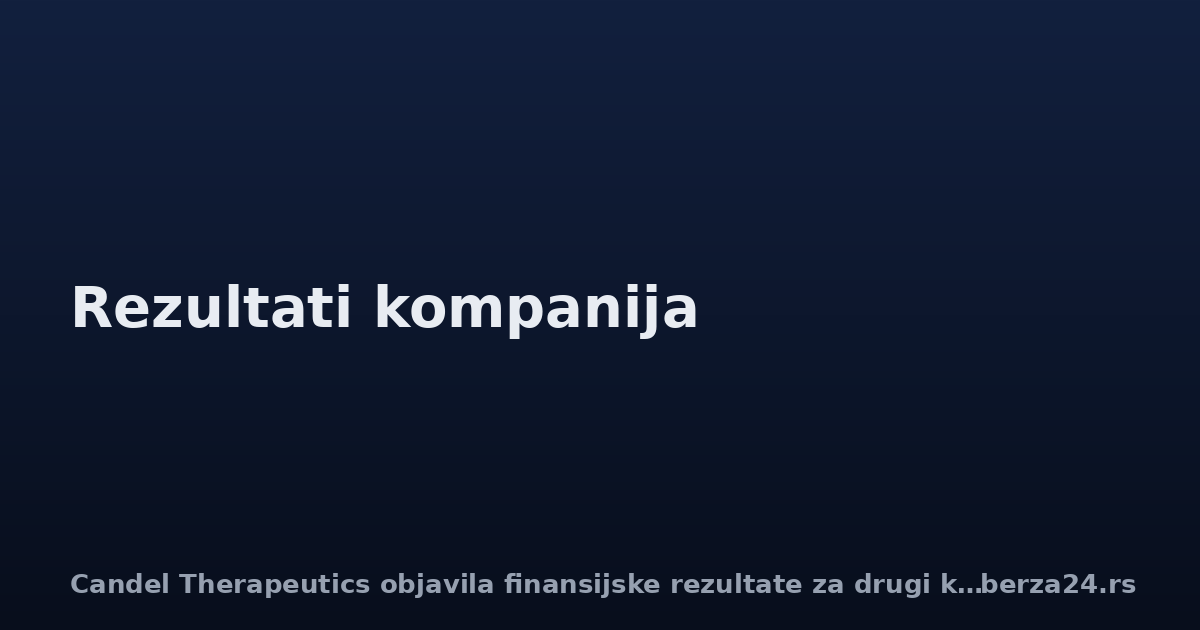 Candel Therapeutics objavila finansijske rezultate za drugi kvartal 2026.