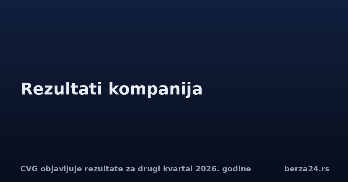 CVG objavljuje rezultate za drugi kvartal 2026. godine