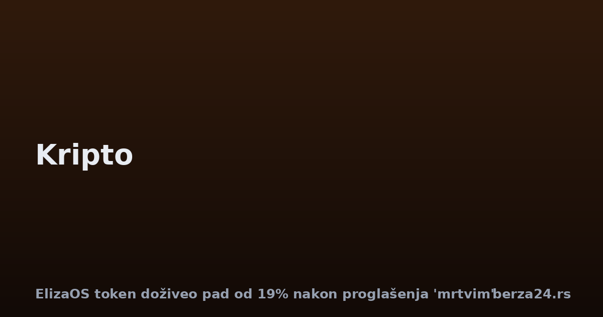 ElizaOS token doživeo pad od 19% nakon proglašenja 'mrtvim'