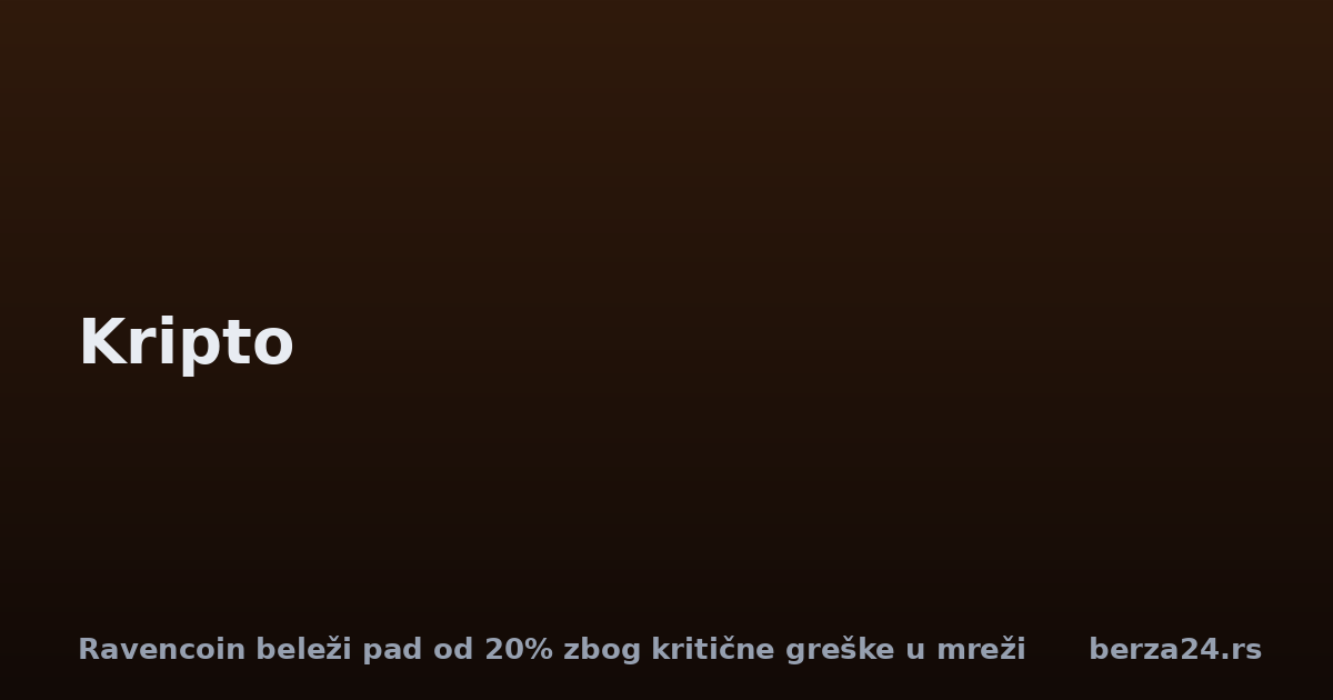 Ravencoin beleži pad od 20% zbog kritične greške u mreži