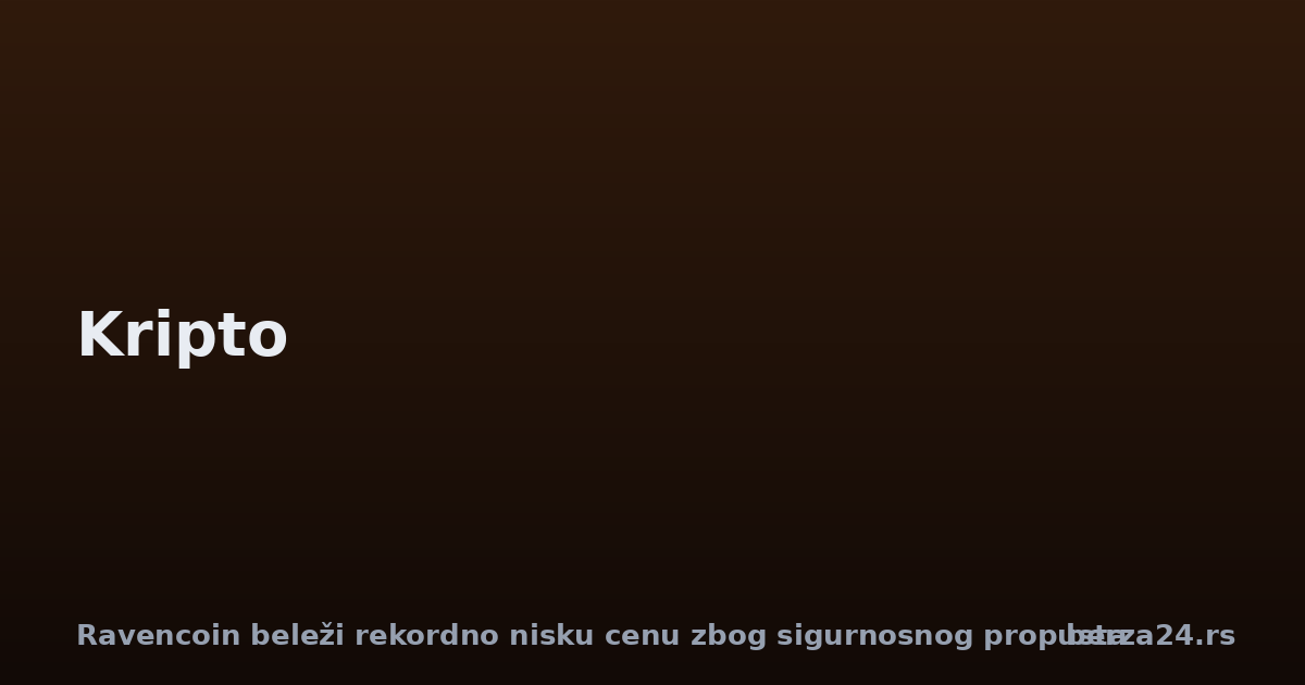 Ravencoin beleži rekordno nisku cenu zbog sigurnosnog propusta