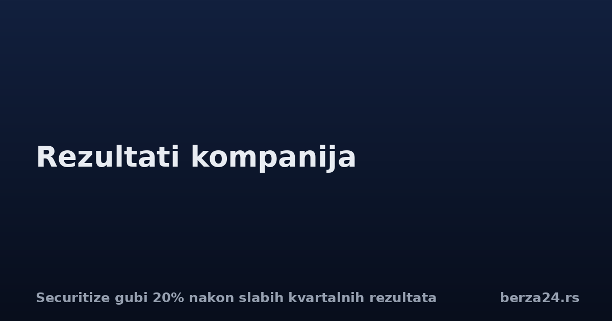 Securitize gubi 20% nakon slabih kvartalnih rezultata