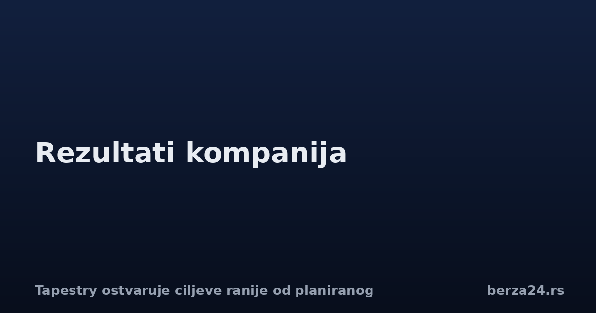 Tapestry ostvaruje ciljeve ranije od planiranog